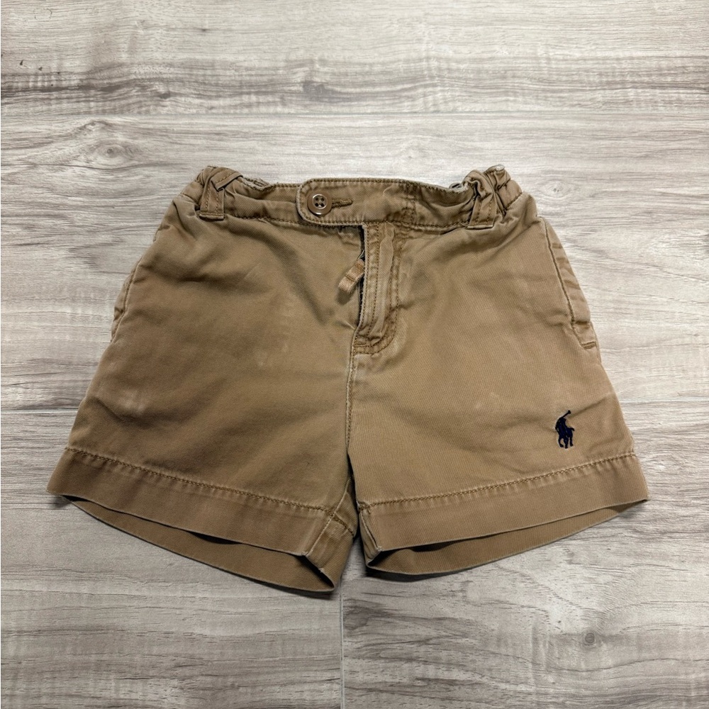 Ralph Lauren Khaki Brown Kids Shorts with Navy Pony